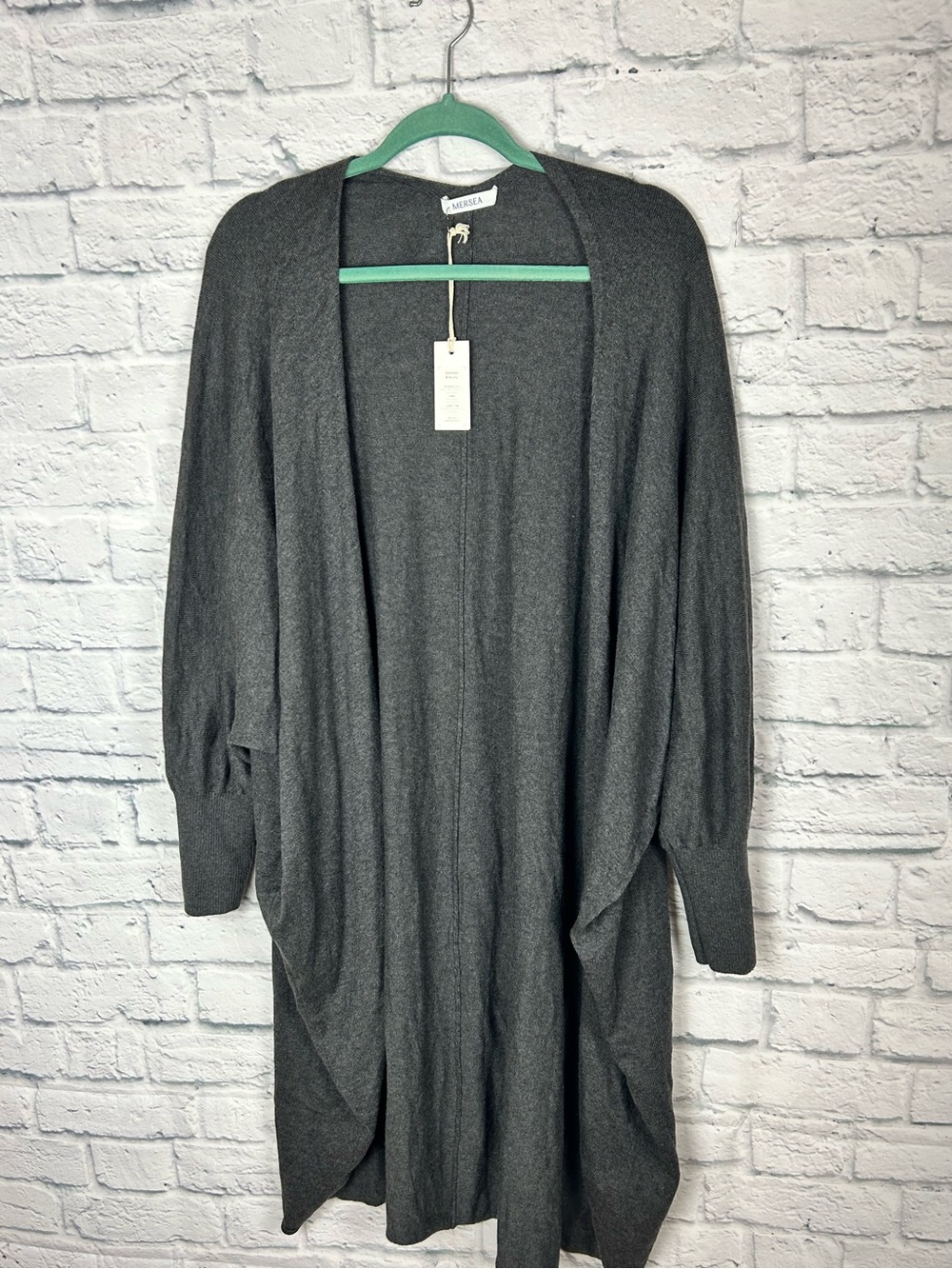 MERSEA Chelsea Kimono Cardigan Gray Cashmere Blend One Size NWT Draped Open